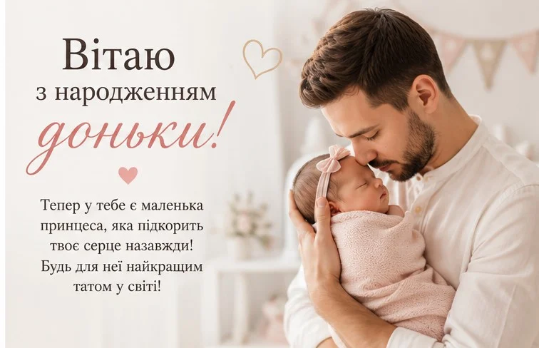 Тепле привітання татові з народженням донечки