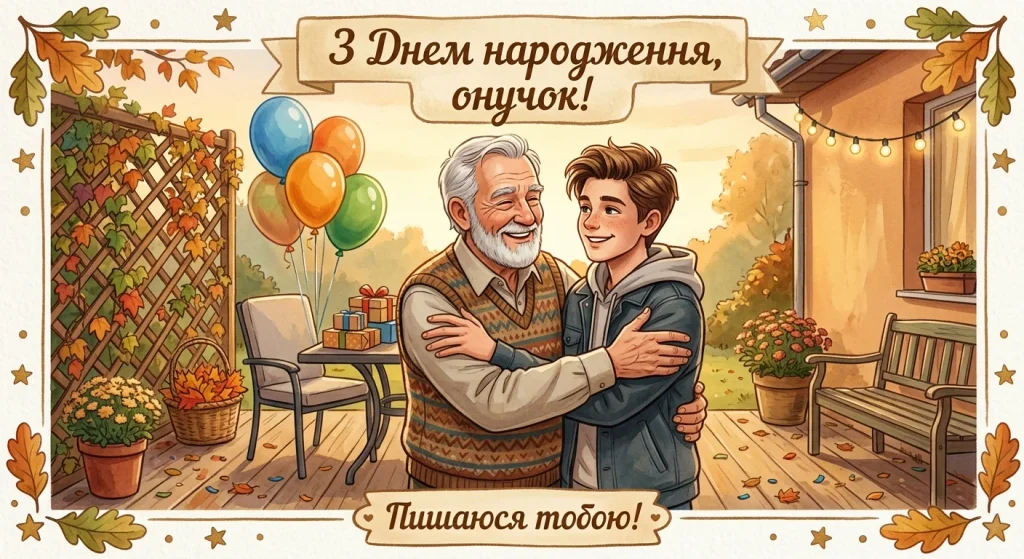 Дідусь вітає онука з Днем народження