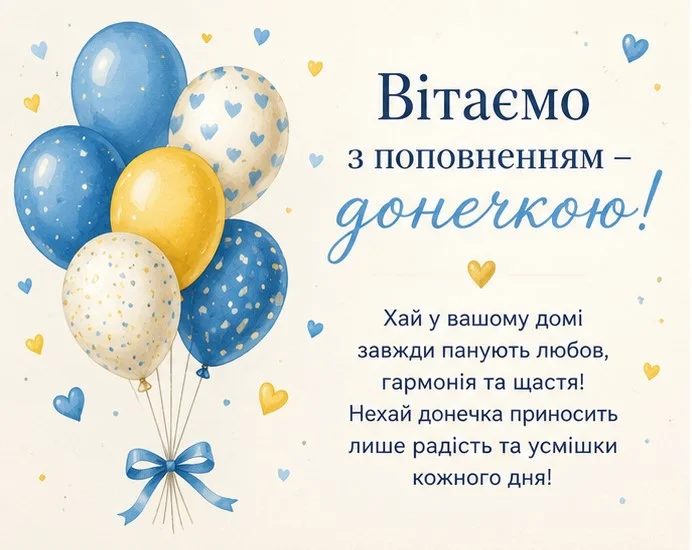 Яскрава листівка з побажаннями щастя, любові та радості родині