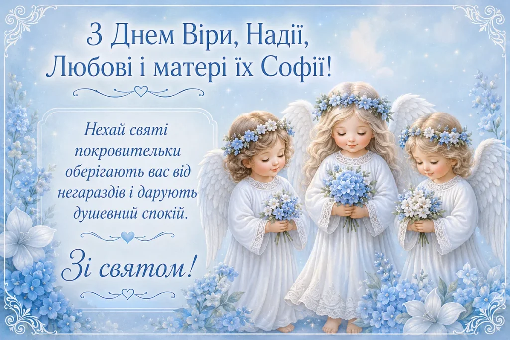 Три ангелики з квітами