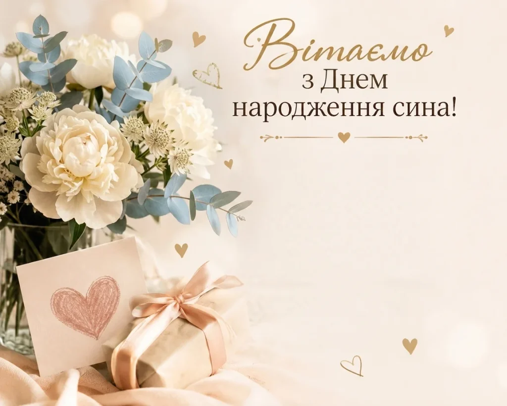 Ніжна листівка з Днем народження сина