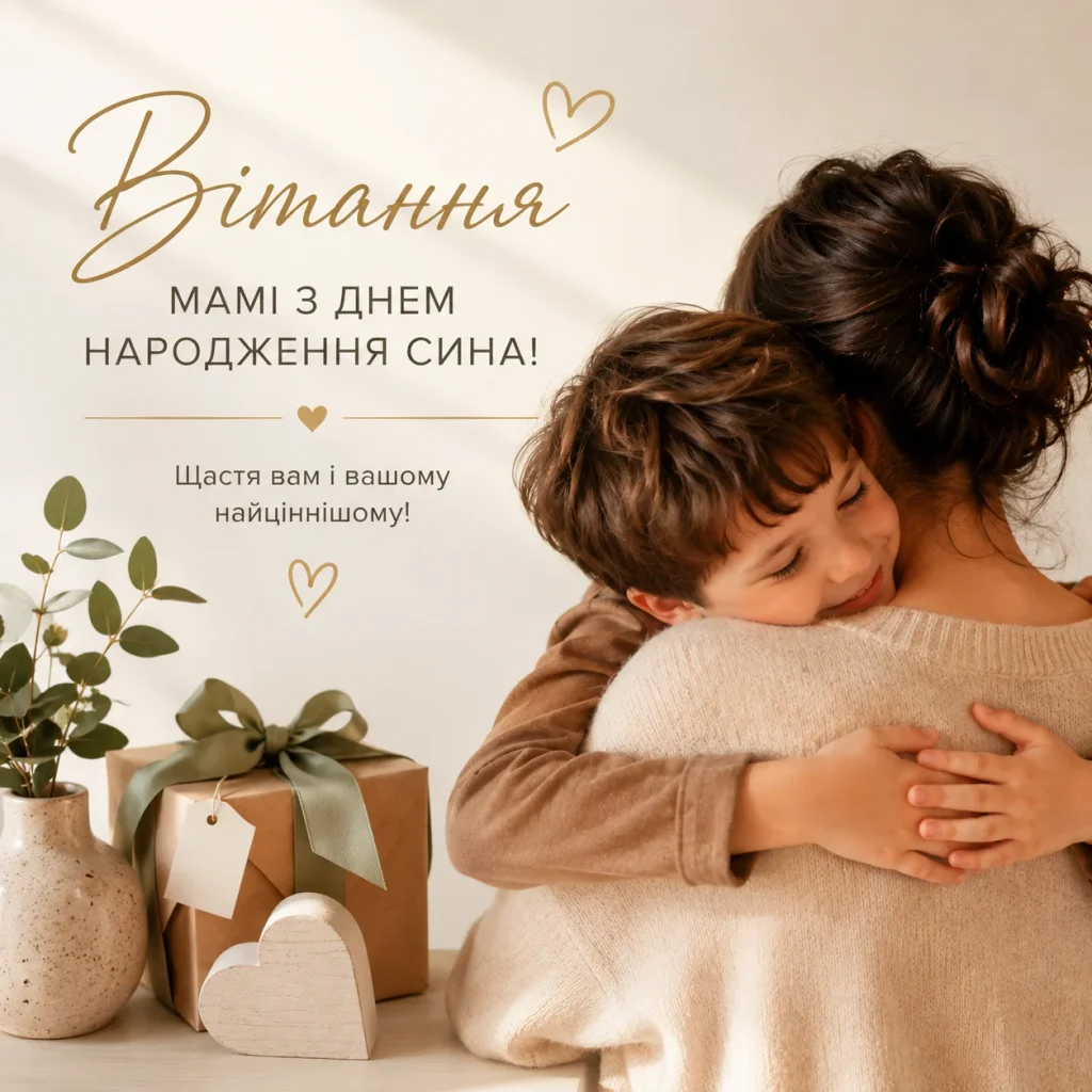 Хлопчик обіймає маму