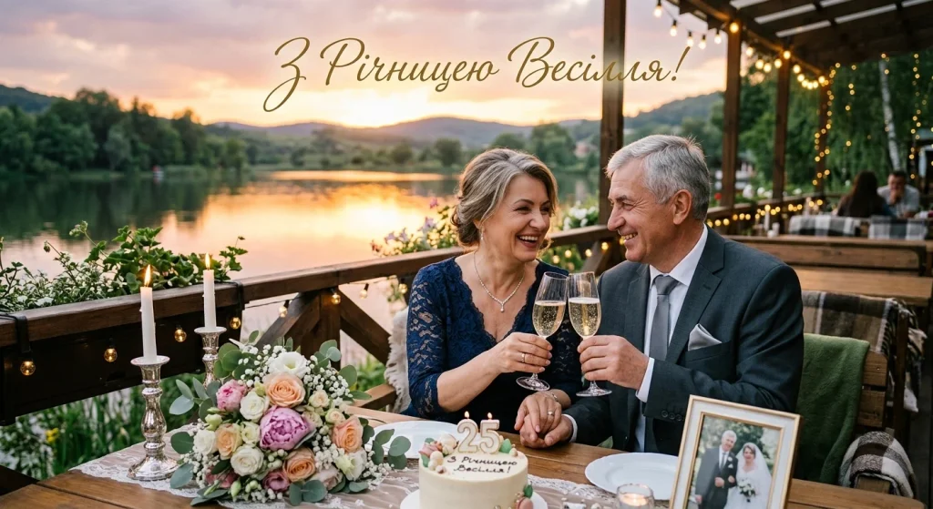 Батьки за столом, 25 річниця весілля