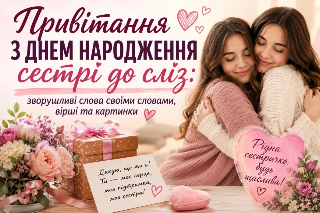 Обійми двох сестер, подарунок, квіти та гарні привітання, що здатні зворушити до сліз