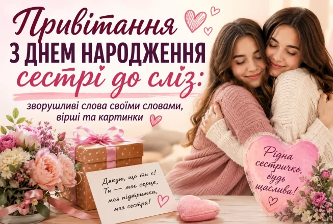 Обійми двох сестер, подарунок, квіти та гарні привітання, що здатні зворушити до сліз