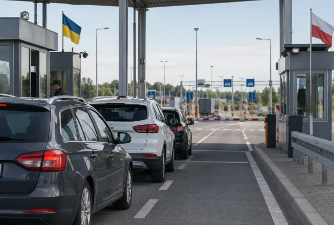 машини в черзі на кордоні з Польщею