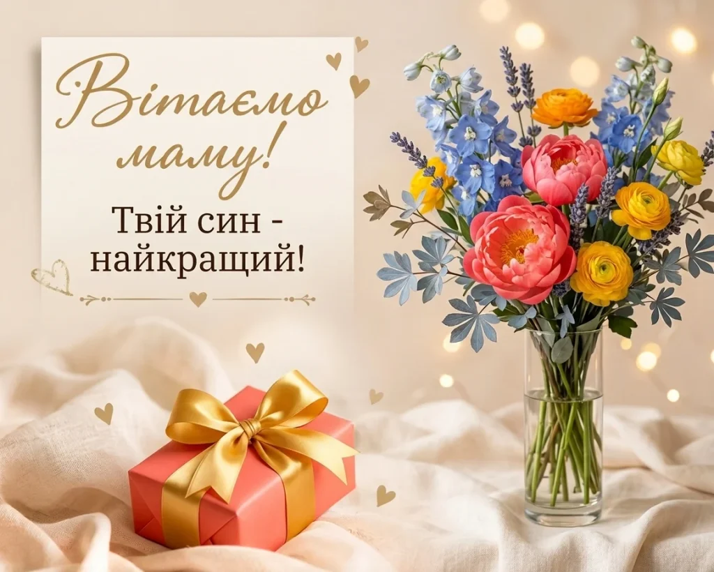 Листівка з яскравим букетом