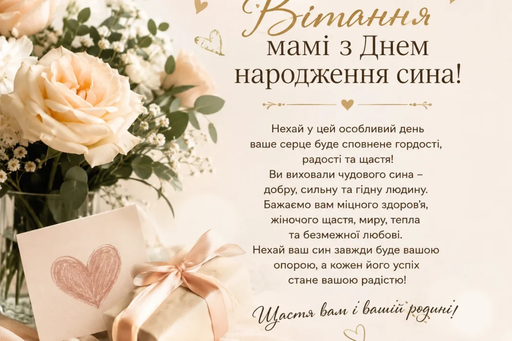 Ніжна листівка з Днем народження сина