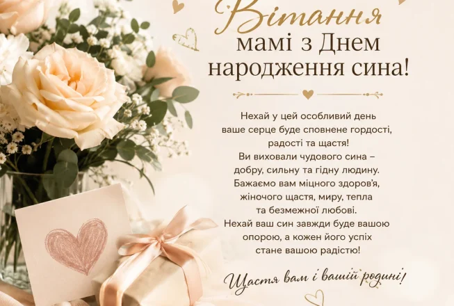 Ніжна листівка з Днем народження сина