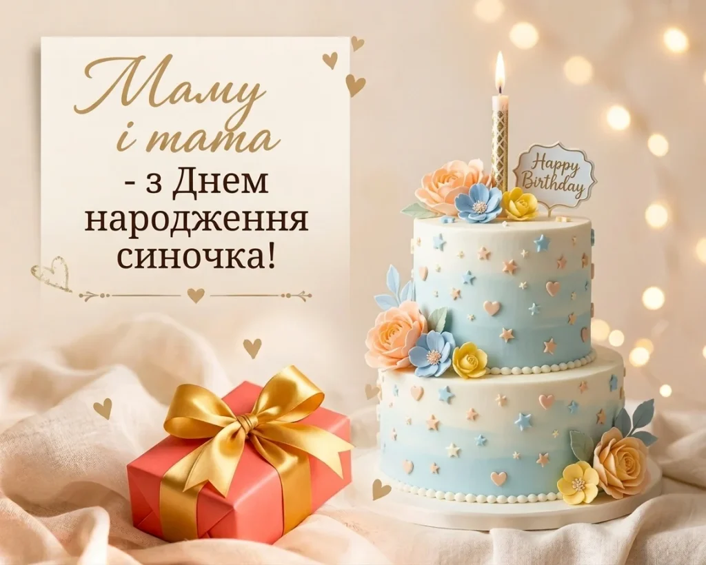 Листівка з іменинним тортом