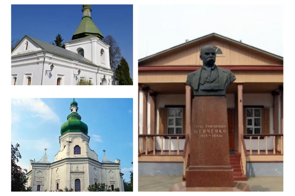 Колаж із храмами Переяслава та пам’ятником Тарасу Шевченку